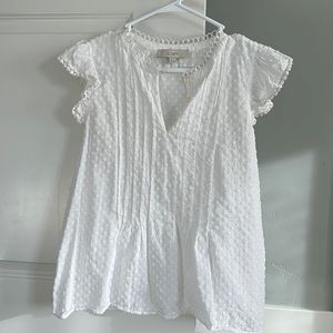 Loft Clip Pintucked Flutter Sleeve Top